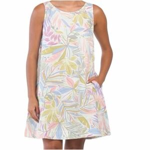 C&C California Linen Shift Dress XS Multicolor Tropical Floral Sleeveless Pocket